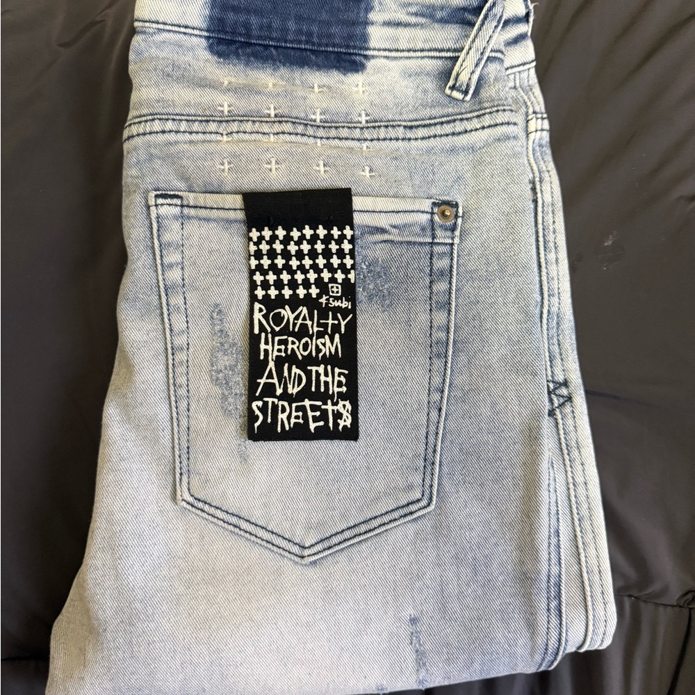 Ksubi Blue Skinny Jeans with Distressed Details